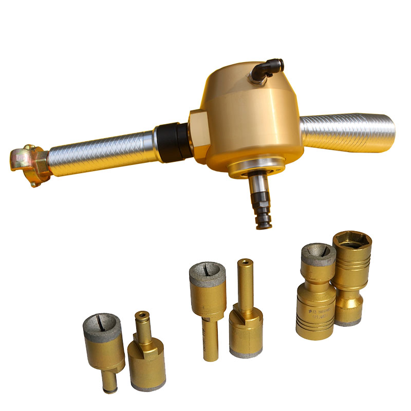 Hand-held pneumatic button bit grinder for button grinding